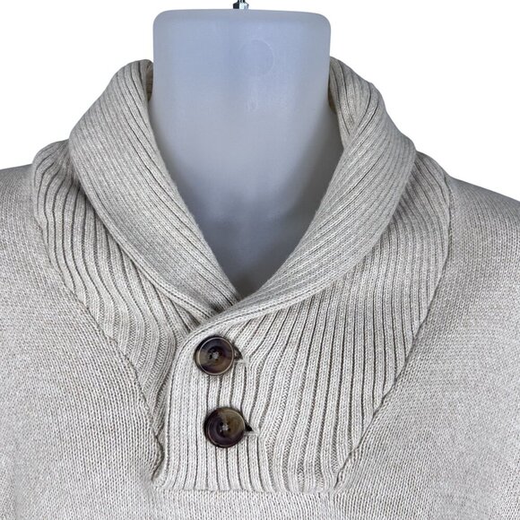 Izod Mens XL Cream Shawl Collar Pullover Sweater Preppy Old Money Minimalist - Picture 4 of 16